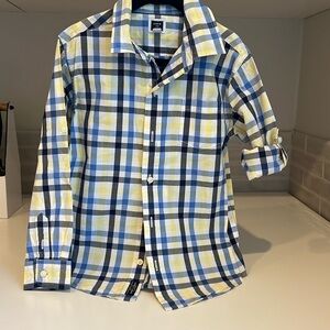 Like New! Boys Janie & Jack blue and yellow plaid button down shirt
